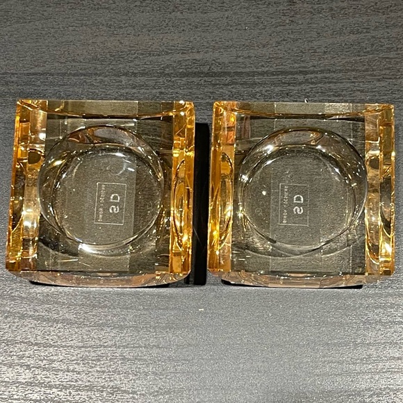 Simon Designs Design Amber Shimmer Tea Light Candle Holder Jewel Crystal EUC - Picture 6 of 10